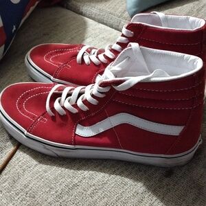 Men's red high top vans